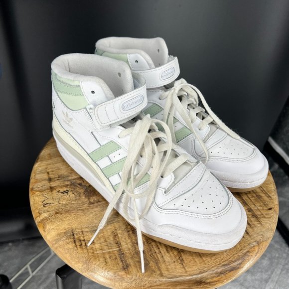 adidas Shoes - Adidas Forum Mid Cloud White/Linen Green/Gum GX4578 Women's